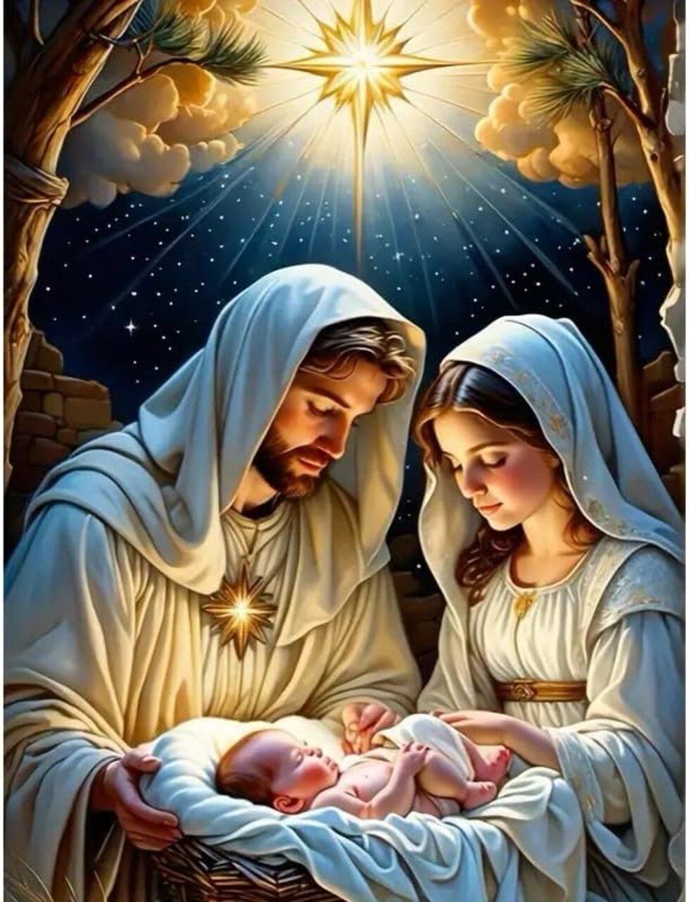 Jesus Diamond Art Kits for Adults, 5D Diamond Painting Kits for Beginners,Round Full Drill Nativity Scene Gem Art for Adults,DIY Religious Diamond Dots Paintings for Home Decor12x16in